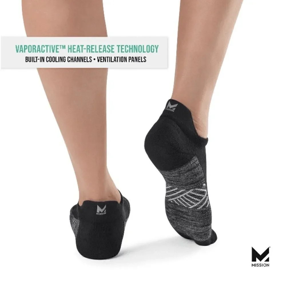 MISSION Unisex Performance Heel Tab, Medium, Black 2,  2-Packs Size M